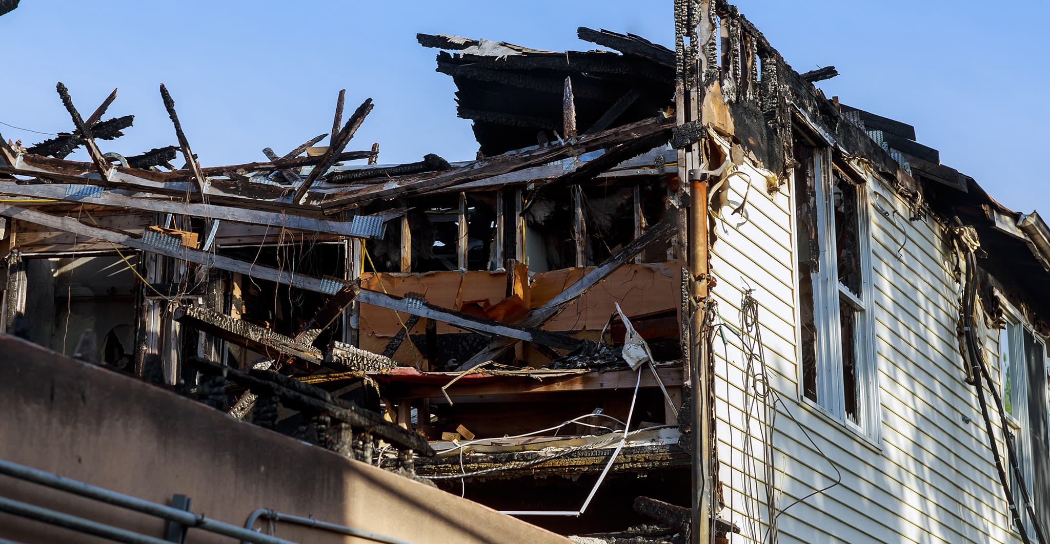 The remains of a house after a fire