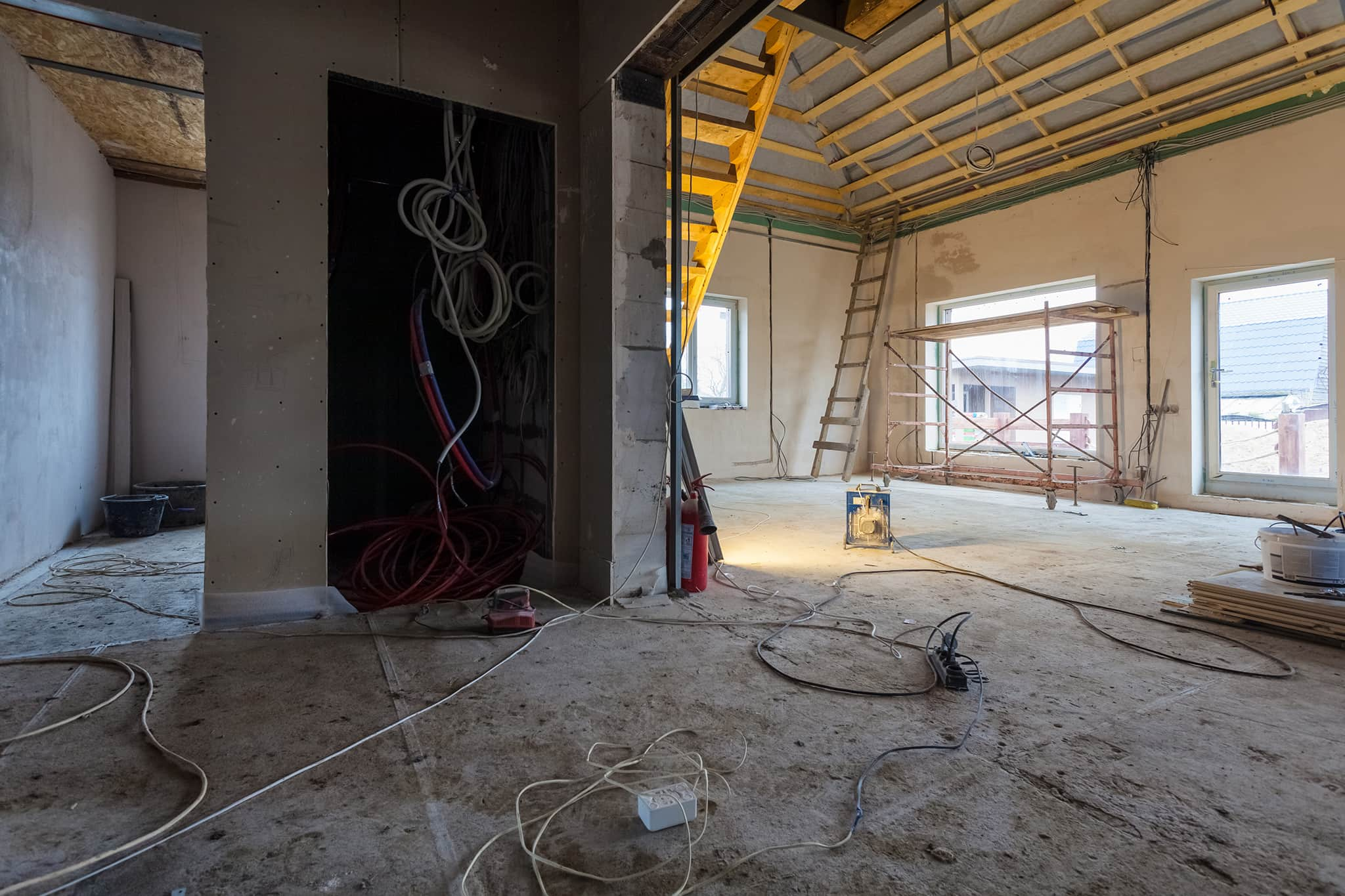 Construction of the interior of a building